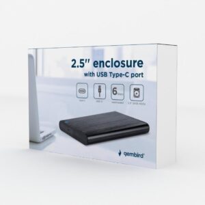 GEMBIRD U3S6 ΘΗΚΗ ΓΙΑ HDD 2.5" USB 3.0 TYPE C, ΑΛΟΥΜΙΝΙΟ, ΜΑΥΡH